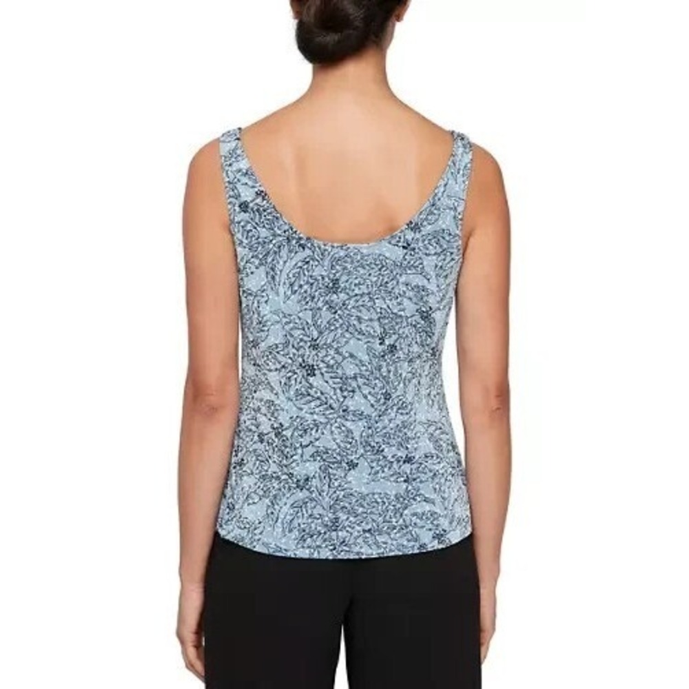 Alex Evenings Twin Set Womens XL Blue Botanical Leaf Jacket and Tank 2pc - Picture 7 of 12